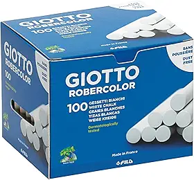 GIOTTO Robercolor, Giz Escolar para Lousa Menos Poeira, Branco, 100 Unidades