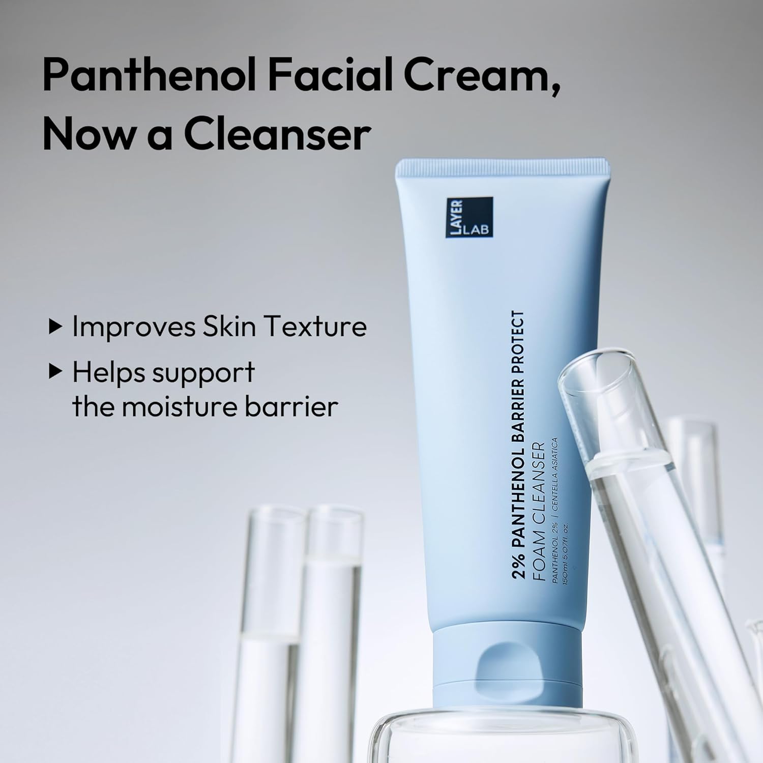LAYERLAB Korean Face Wash with 2% Panthenol | Hydrating Foam Cleanser for Deep Pore Cleansing & Sebum Control | Helps Support Moisture Barrier, For Oily 150ml 5.07 fl oz (Blue) - Image 2