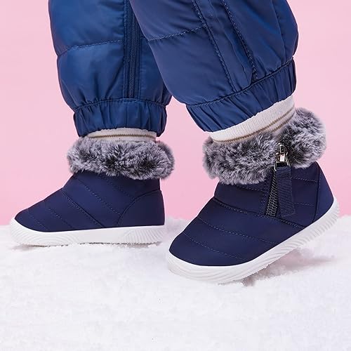 Miniatura 3 de BMCiTYBM Botas de nieve impermeables para bebé niño y niña, botines cálidos de invierno, antideslizantes, ligeros, zapatos al aire libre para