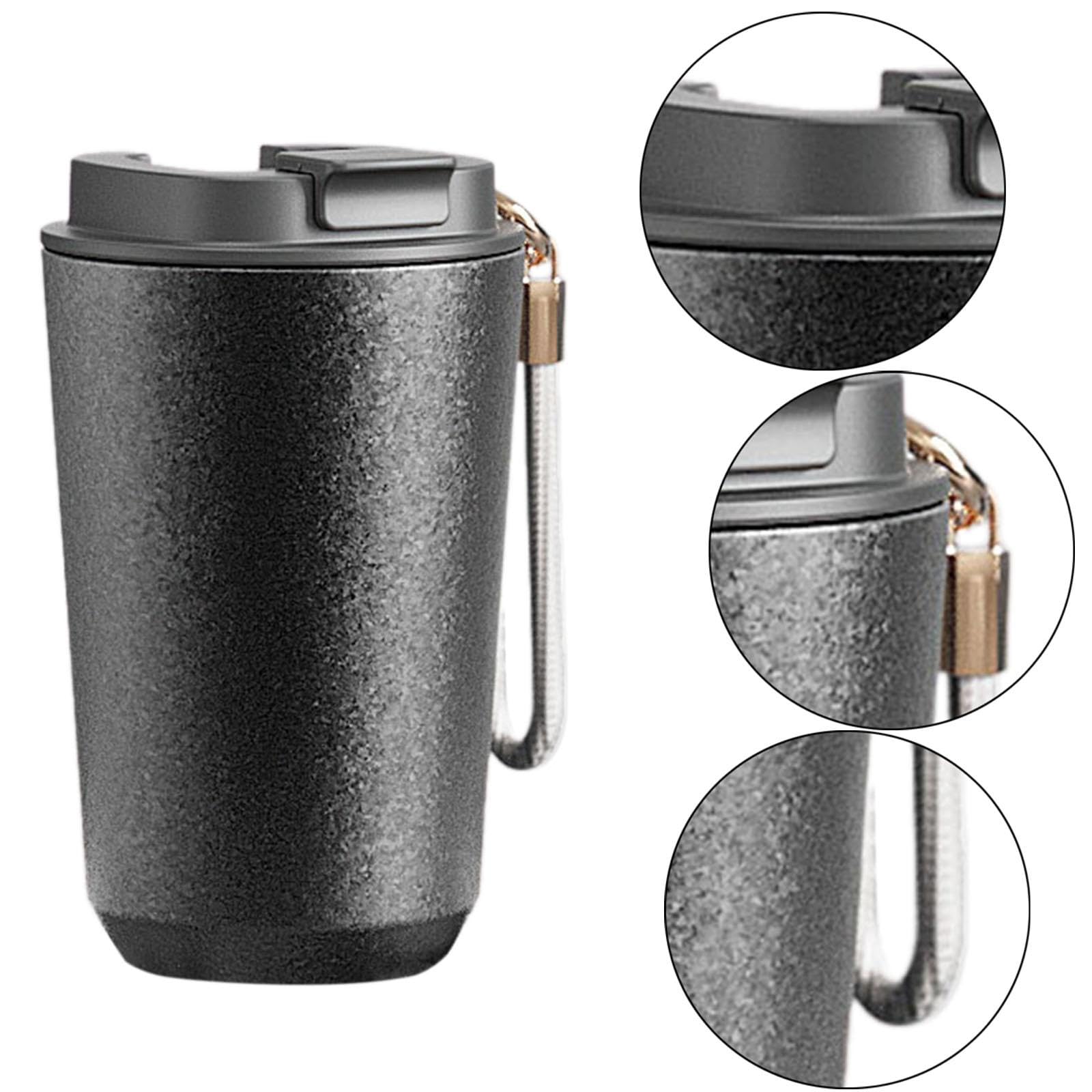 Tasse Isotherme Café Mug Tumbler Gourde Réutilisable En Titane avec Lanière Pratique et Couvercle pour Préserver Température Idéale pour Promenades Fê, 480ml
