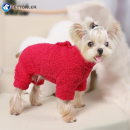Miniatura 6 de Pijama de forro polar de peluche para perros pequeños y niñas, pijamas cálidas de invierno para cachorros, ropa de suéter para clima frío, abrigo