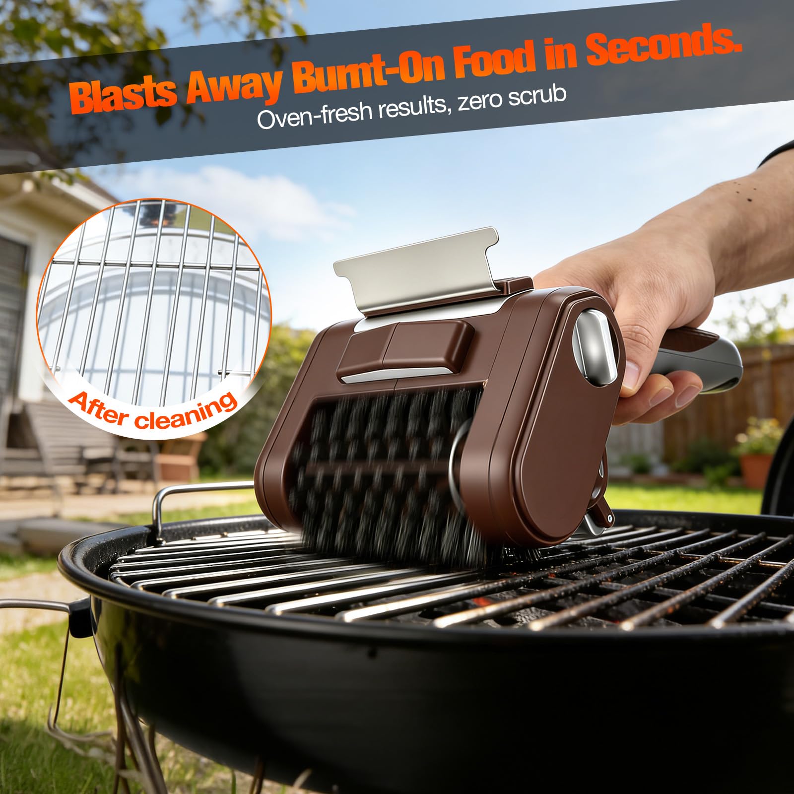 Brosse à gril électrique sans fil, 4000mAh, brosse de nettoyage électrique pour barbecue avec éclairage LED, rechargeable, nettoyeur de gril électrique pour barbecue, grille en fonte, gril à gaz, gril