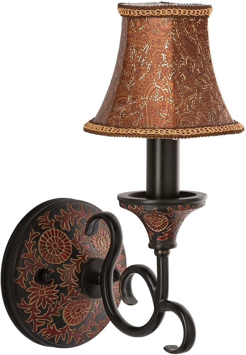 Chiaro 254021701 Black and Red Wall Light Black Metal Ornamental Fabric Shade Baroque 1 Bulb Excl E14 1 x 60W 230V