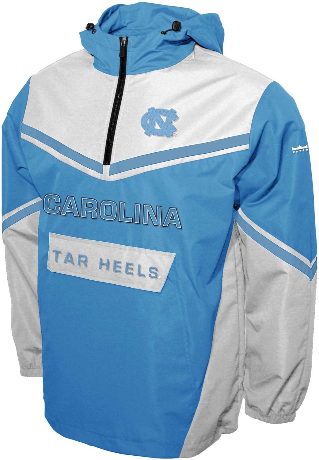 2Bhip NCAA UNC Tar Heels Adult Half Zip Water-resistant Windbreaker Hoodie Pullover Jacket With Front Pocket