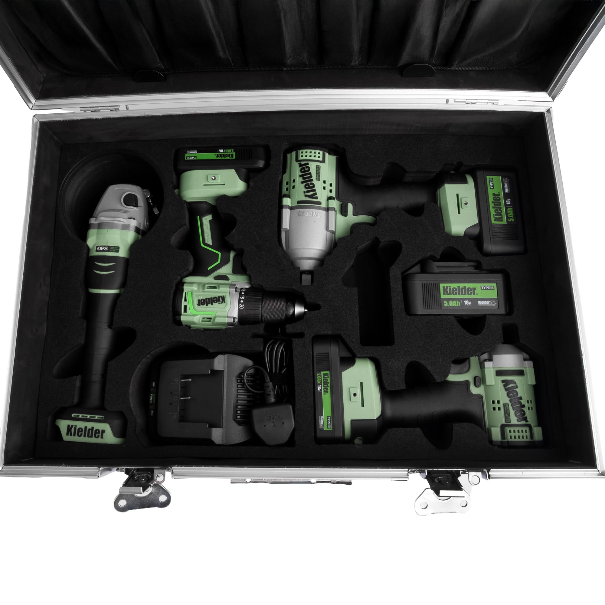 Kielder KWT-008 TYPE18 PRO-X Combo Kit, zawiera 4 x 18 V bezprzewodowe narzędzia bezszczotkowe, 4 x baterie i ładowarkę