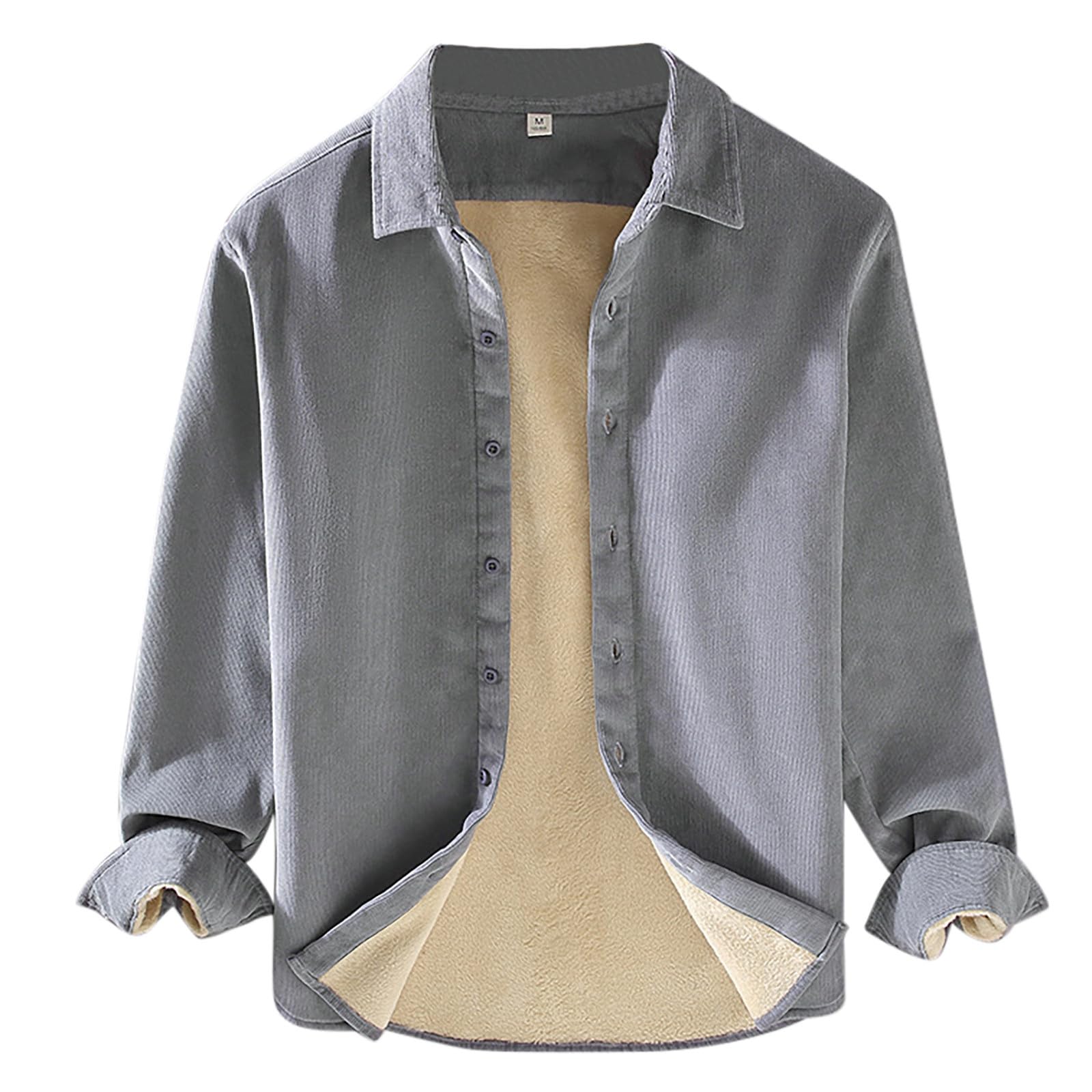 Generico Camicia Uomo Slim Fit - Camicia Casual da Uomo in Velluto A Coste E Pile A Maniche Lunghe con Tasca E Risvolto Vestito Scozzese Rosso