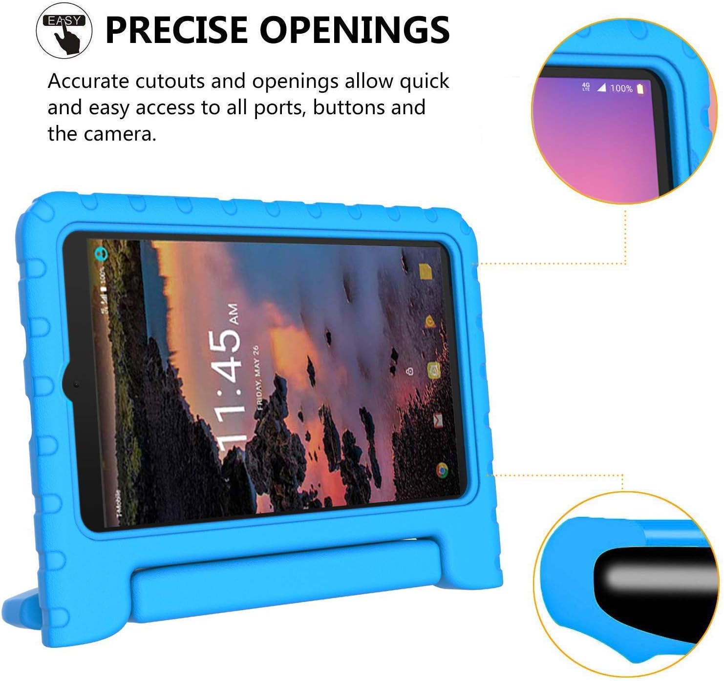 BMOUO Kids Case for Alcatel Joy Tab 8 2019/T-Mobile 3T 8 Tablet 2018/A30 Tablet 8 2017, Lightweight Kid-Proof Handle Stand Case for Alcatel Joy Tab 2019/Alcatel 3T 8 2018 / A30 8 inch 2017 - Blue
