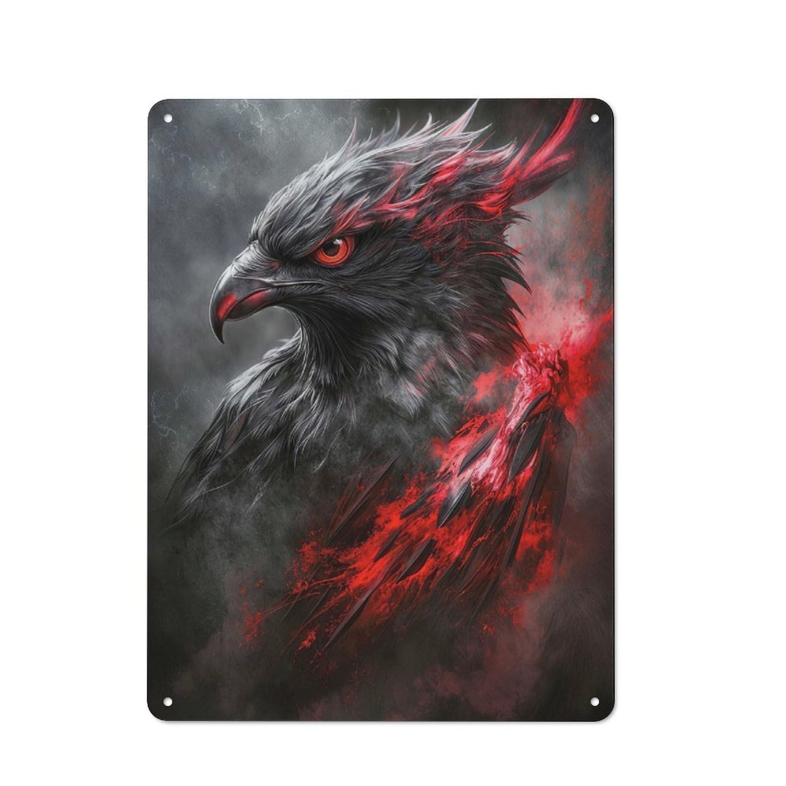 Junmoney Dark Fiery Raven For Garden Room Or Summerhouse, Rustic Tin Sign 40X30cm, Wall Decor For Garden Rooms And Summerhouses