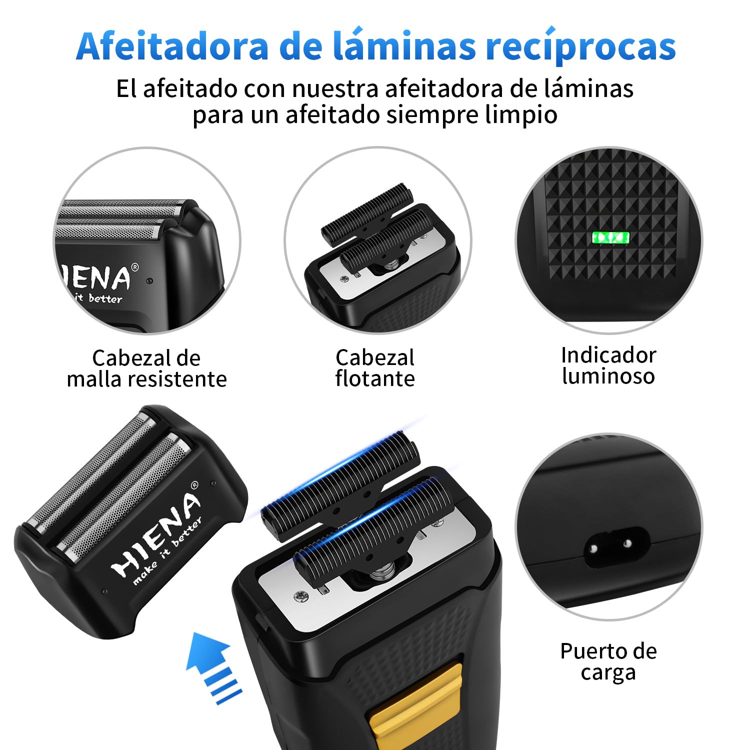 HIENA PRO Maquina de Cortar Pelo Hombre, Inalámbrico Cortapelos, Recortadora de Barba, Afeitadora de Láminas, Cortapelos de Nariz, Juego Completo Kit Barbero Eléctrico