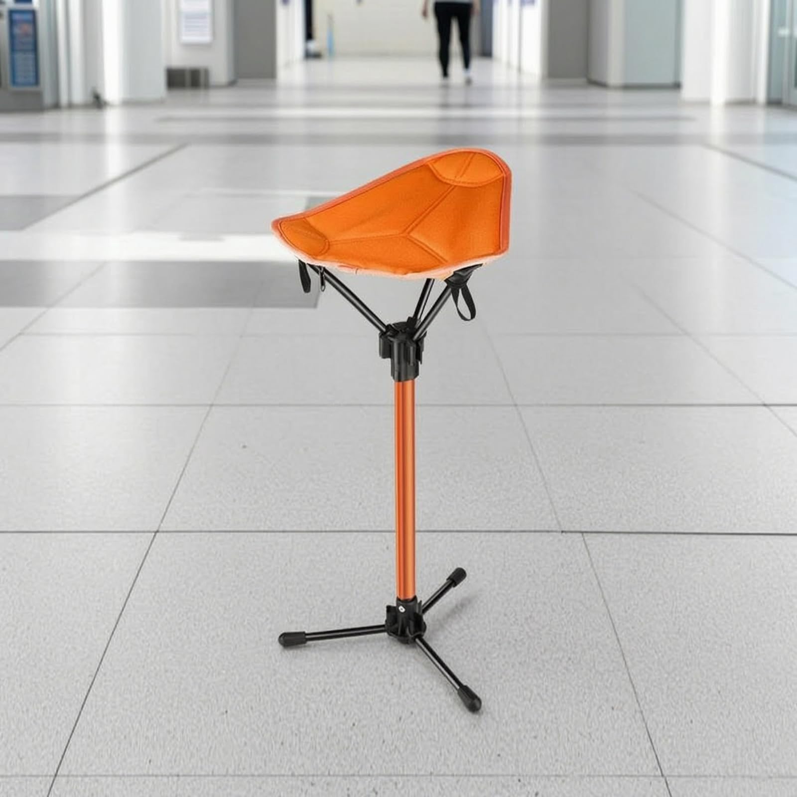 Sgabello Pieghevole Stabile Sgabello Telescopico Durevole Sedia Portatile per Campeggiatori, Pescatori, Outdoor, 桔红色