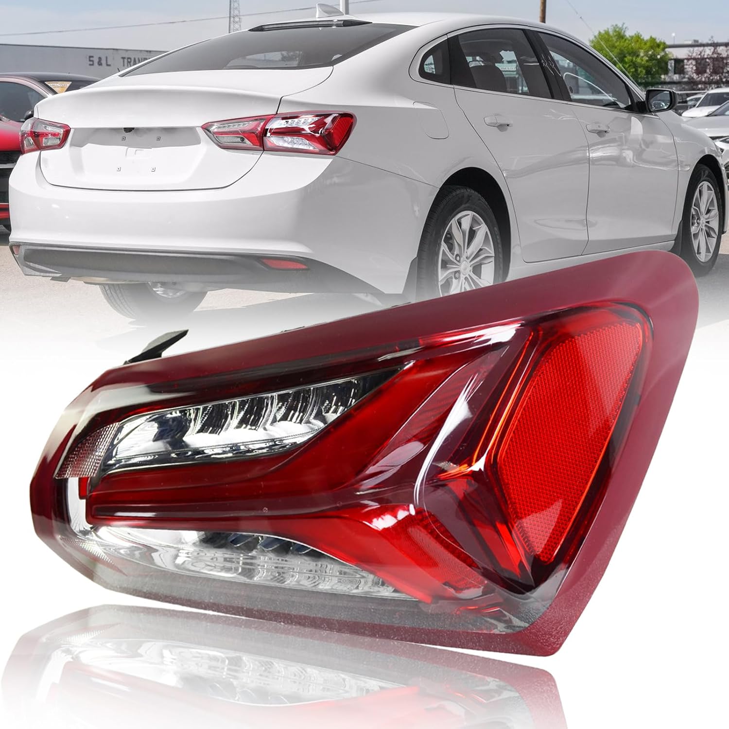 Tail Light replacement for Chevy Malibu 2019 2020 2021 2022 LED Outer Brake Light Taillight Assembly OEM84595943 GM2805143 (Passenger side)