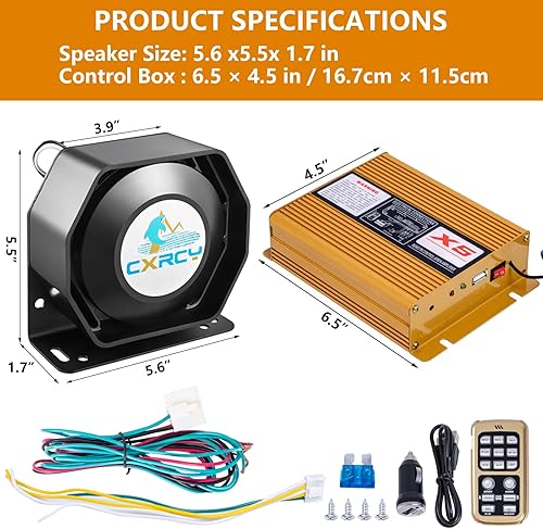 Miniatura 5 de CXRCY Sistema de megafonía de 200 W, 12 V, 18 tonos, 120-130 dB, alarma de advertencia de emergencia, sirena de policía, altavoz de 1 bocina,
