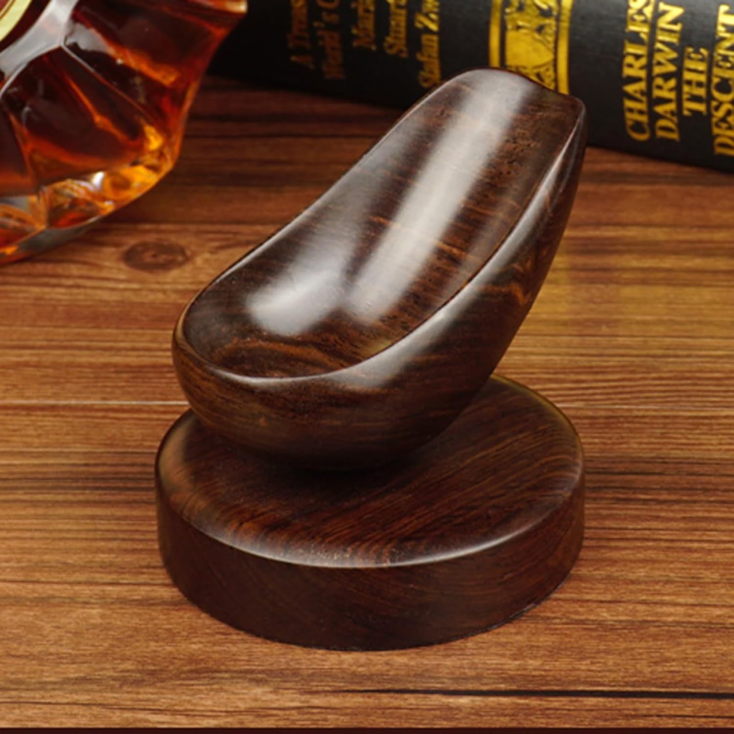 OVARIA Spoon Type Tobacco Pipe Stand, Solid Wood Smoking Pipe Display Rack, Red Ebony Single Pipe Holder Smoking Pipe Stand Vintage Men's Tobacco Accessories, Great Gift