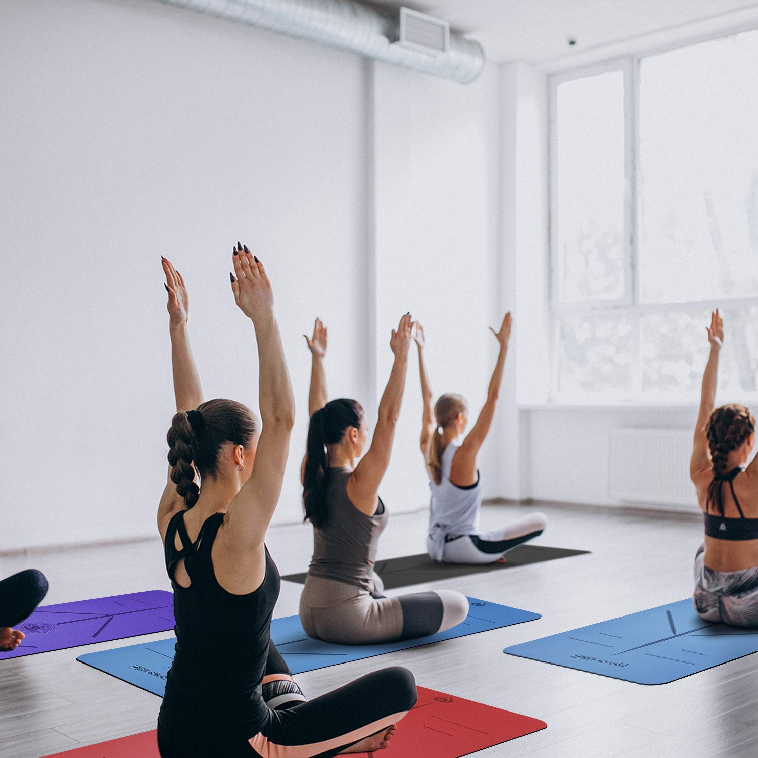 Yoga World Yogamatte zum Ausrichten – rutschfeste TPE-Gummi-Unterseite, weich, dick und langlebig, für Pilates und Heimtraining, biologisch abbaubar, umweltfreundlich, 183 x 66 cm