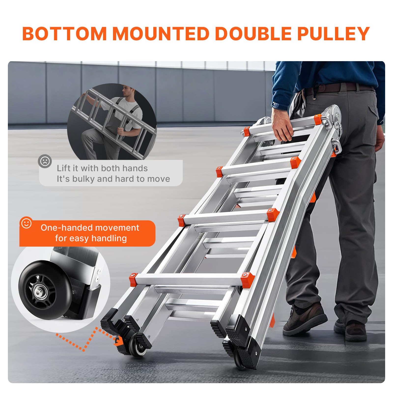 VEVOR Escalera Telescópica con Estructura en A Escalera Extensible 400 cm Escalera Plegable Portátil para RV, Tareas Escolares, Escalera de Techo para Interiores y Exteriores Carga de 149,7 kg