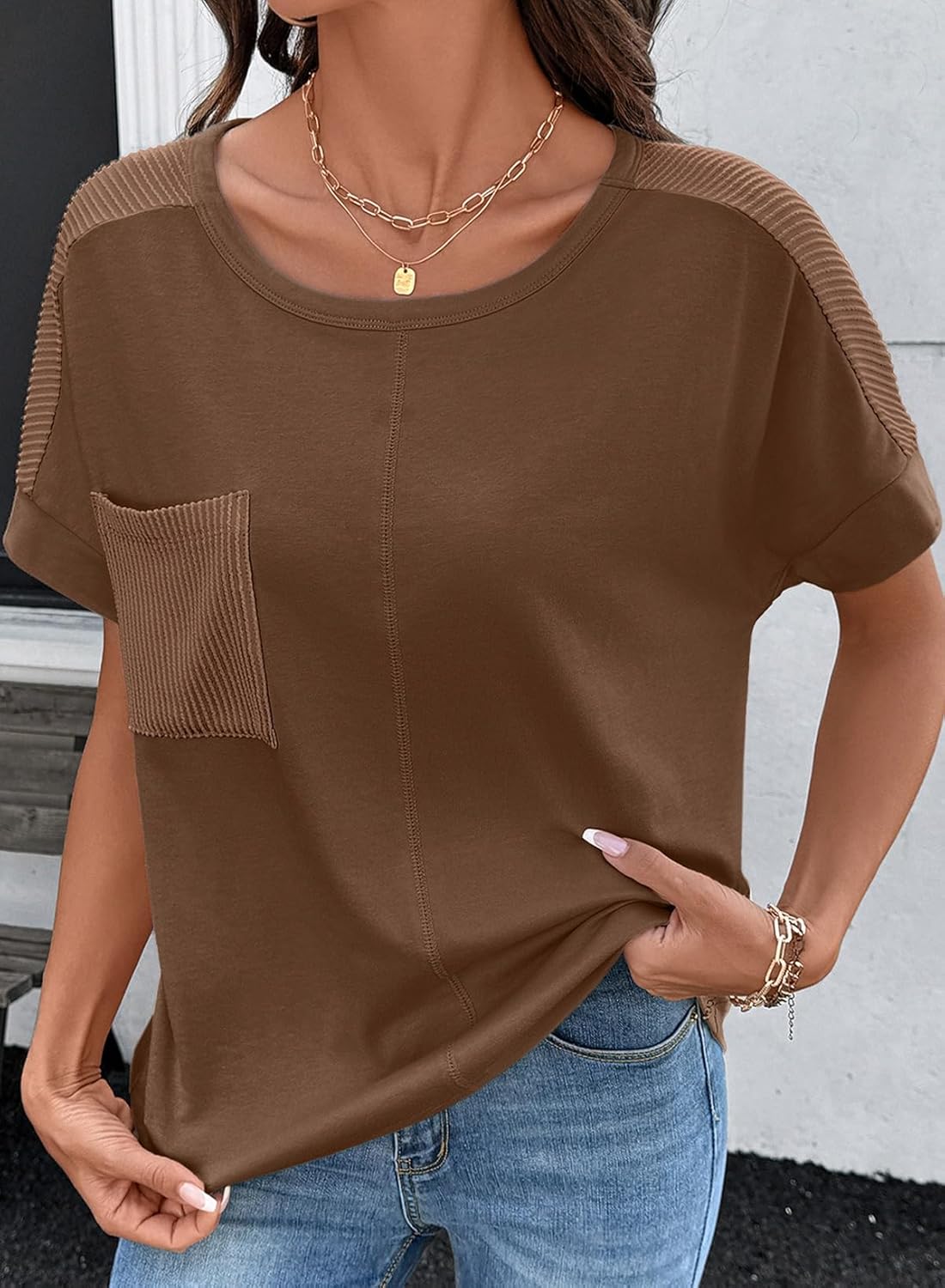 SHEWIN Women's Summer Tops Short Sleeve T-Shirts Crew Neck Casual Solid Basic Tees 2026 Clothes - Image 3