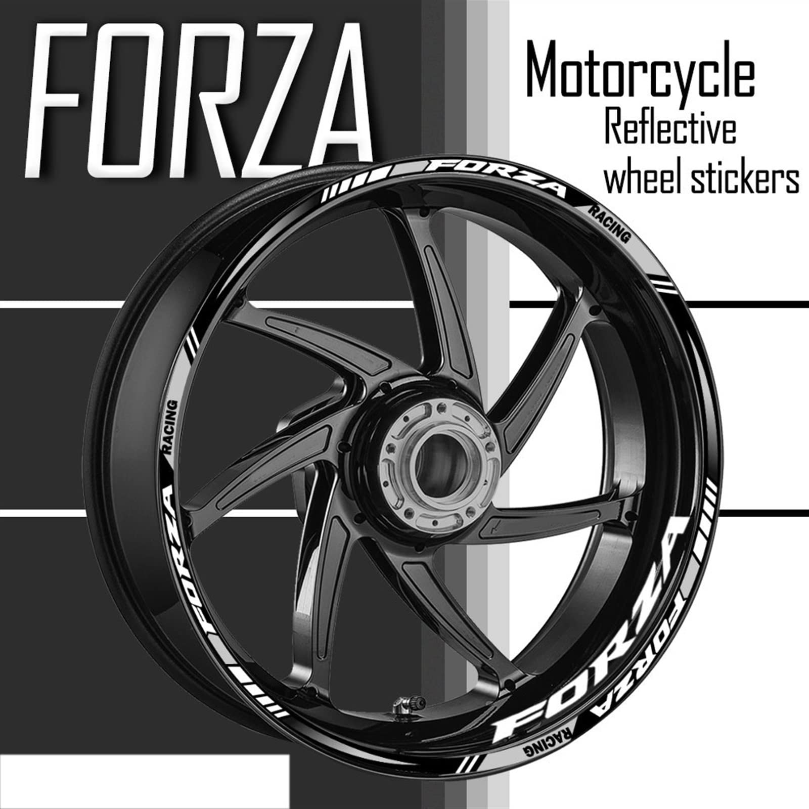 Accesorios Reflectantes para Honda Forza 125 250 300 350 750 NSS350 Pegatina De Rueda Dentro De Calcomanías De Buje Cinta De Rayas De Llanta (Color : 17Inch and 15Inch 5)