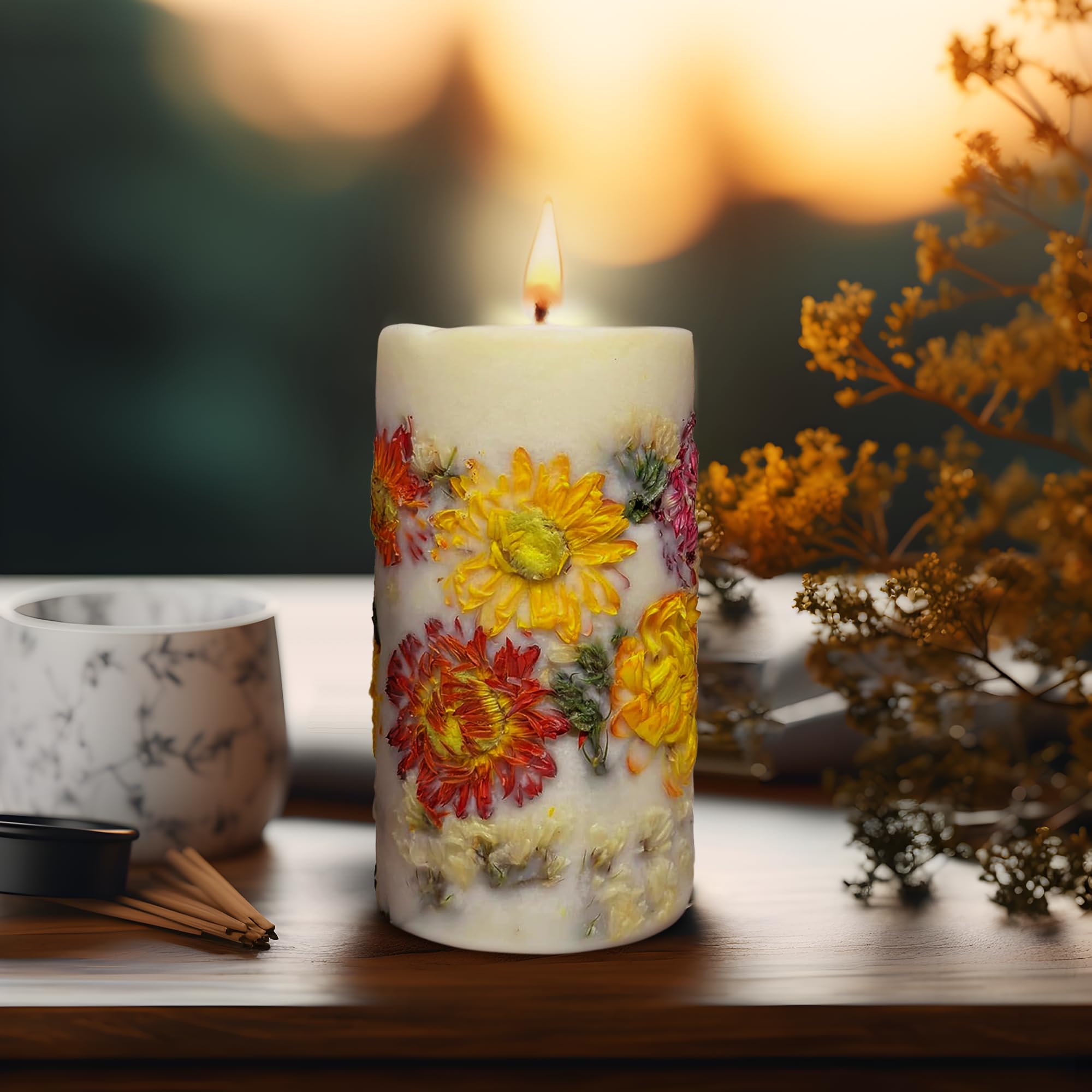 Vionami Aloha Kiwi Passionfruit Scented Pillar Candle with Dried