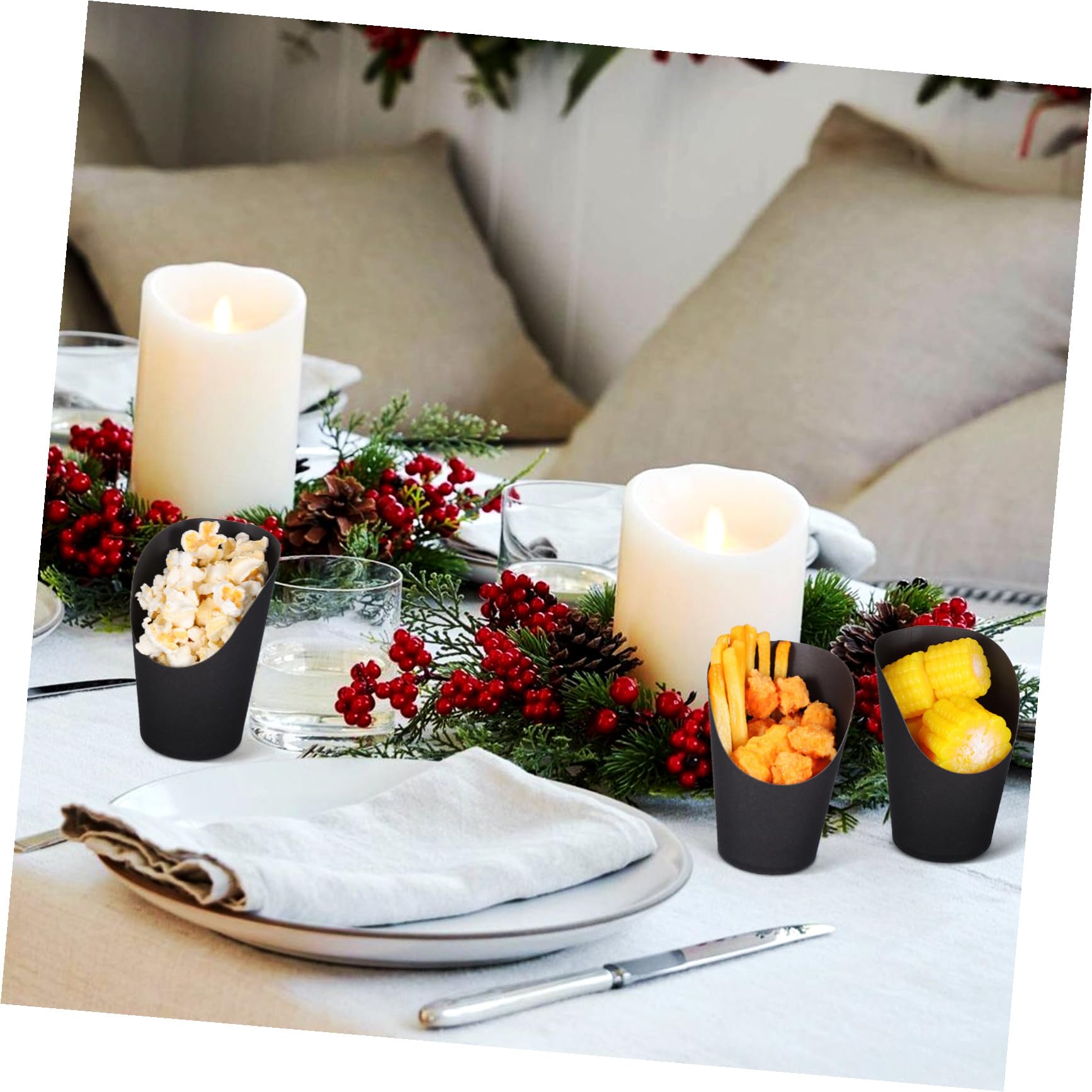 Contenitori Snack in Carta Nera 14oz, 100 Pezzi per Eventi