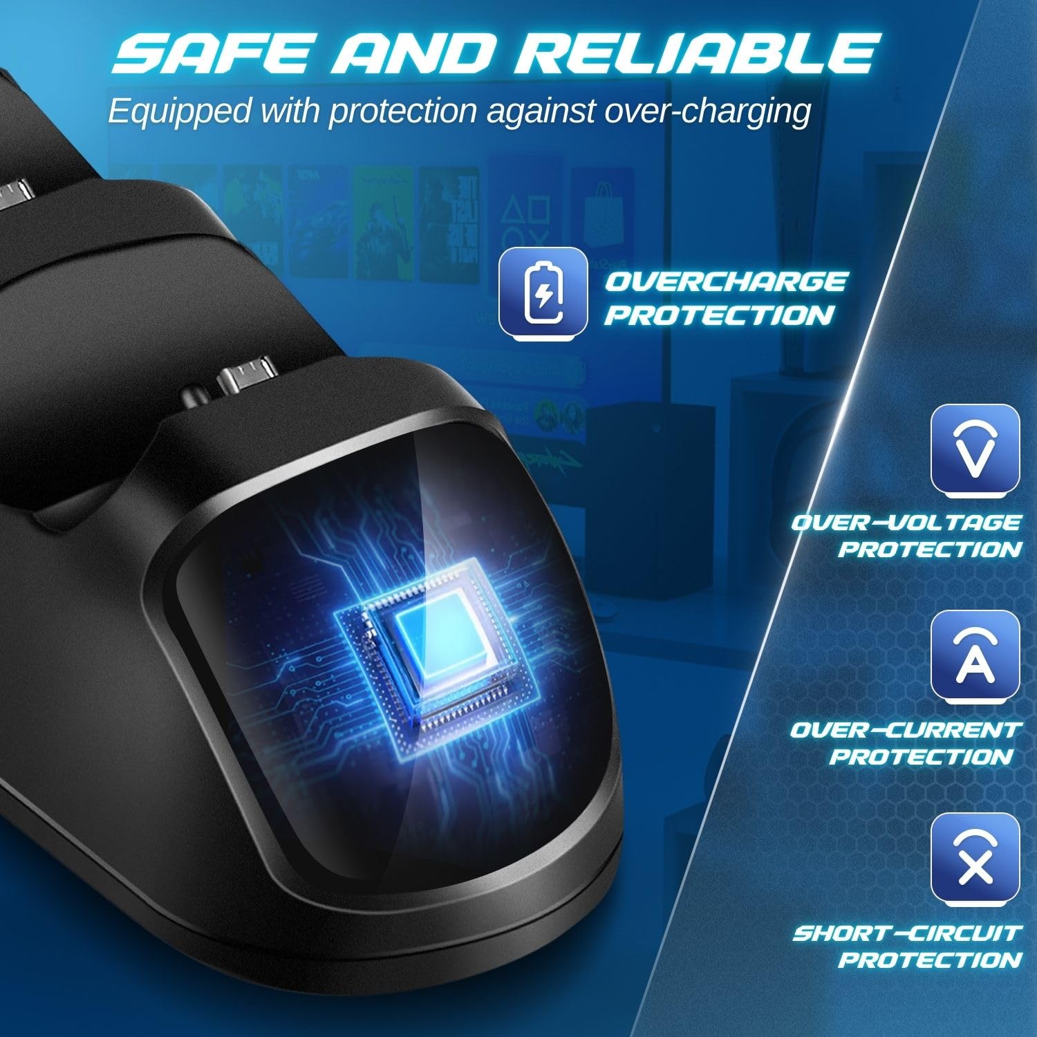 TNP Station de Charge pour Manette PS4-Chargeur Rapide avec Double Socle Port USB Dualshock et Base et Indicateur LED pour Sony Playstation 4 PS4 / Slim/Pro Contrôleur sans Fil avec Câble de Câble