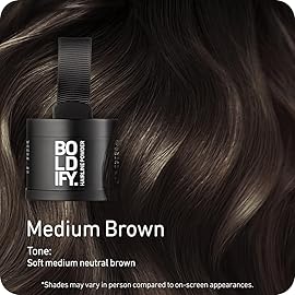 BOLDIFY Hairline Powder - Root Touch Up Hair Color for Gray Coverage - Bald Spot Concealing Hair Powder for Women & Men - 24-Hour Stain-Proof - Medium Brown