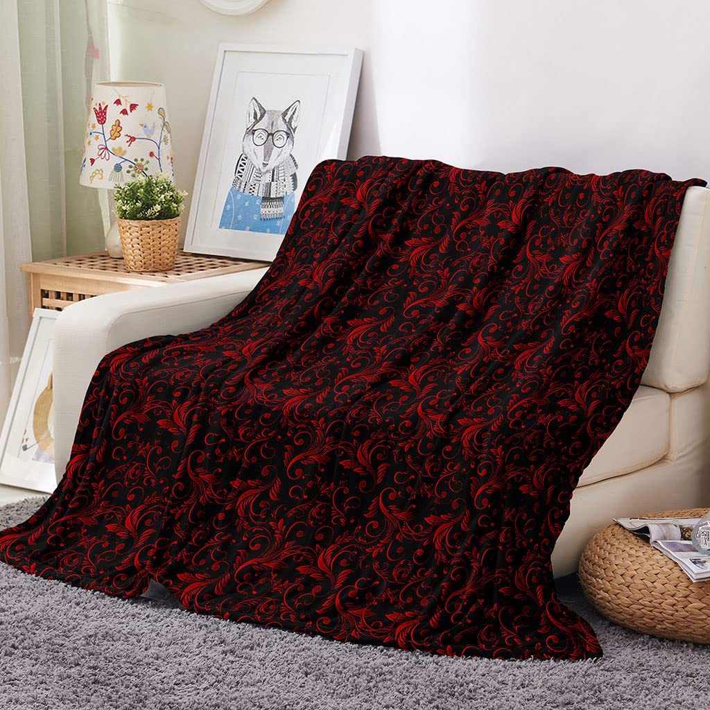 Mantas para Sofa Lana Mullida 150X200Cm Manta De Franela para Cama De Microfibra De Piel Artificial Suave Y Cálida, Adecuada para Sofá O Cama, Estampado Rojo Creativo Impresión Patrón