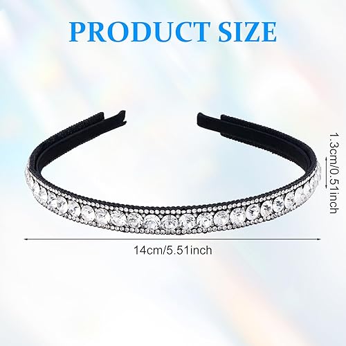 Miniatura 2 de Paquete de 2 diademas antideslizantes con diamantes de imitación para mujer, bandas de pelo de cristal brillante para bodas, accesorios para peinar