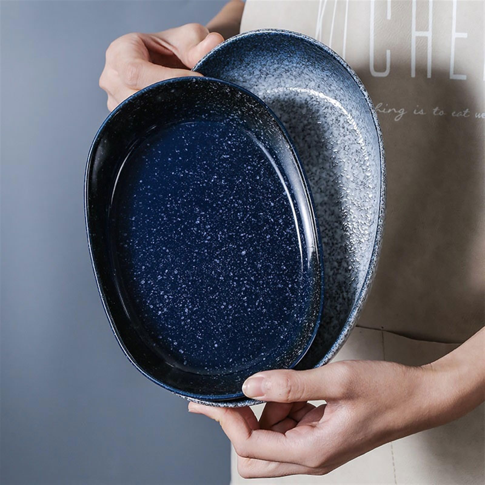 Versátil Bandeja for hornear resistente a altas temperaturas, plato for el hogar(Dark blue,10inches)