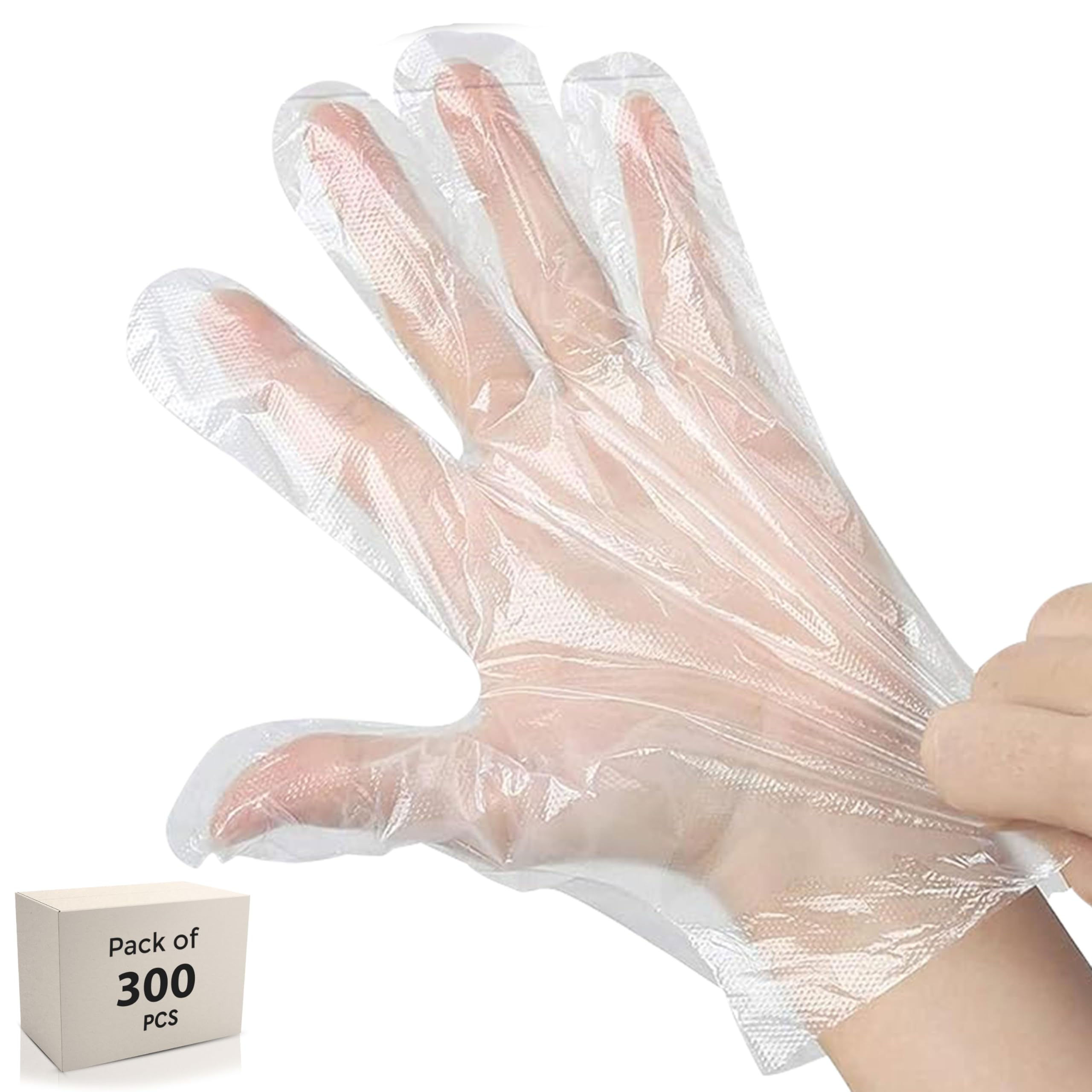 Robustt Disposable Hand Gloves - Transparent (300 Pcs) | Reusable, Anti Bacterial Food Safe Gloves For Hair-dye, Clinics, Hotels, Salons, Kitchen (Universal Fit)