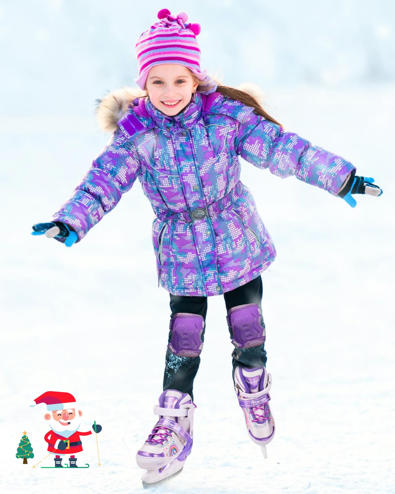 Fitense Patines de Hielo para niños, 4 tamaños Ajustables, Patines de Hielo para niños, Adolescentes, Patines de Hielo para niños y Adolescentes, Patines de Hielo para Principiantes