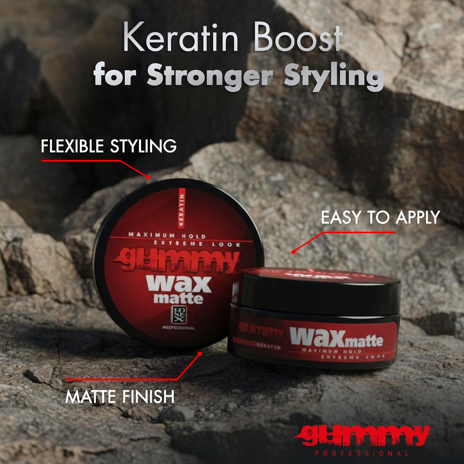 Gummy Professional Hair Wax with Keratin for Men – Matte Finish High Hold Men’s Wax – Texturizing Paste Flexing Molding Cream for Natural Styling – Barber-Grade Styling Product – 150 ml / 5.07 fl oz