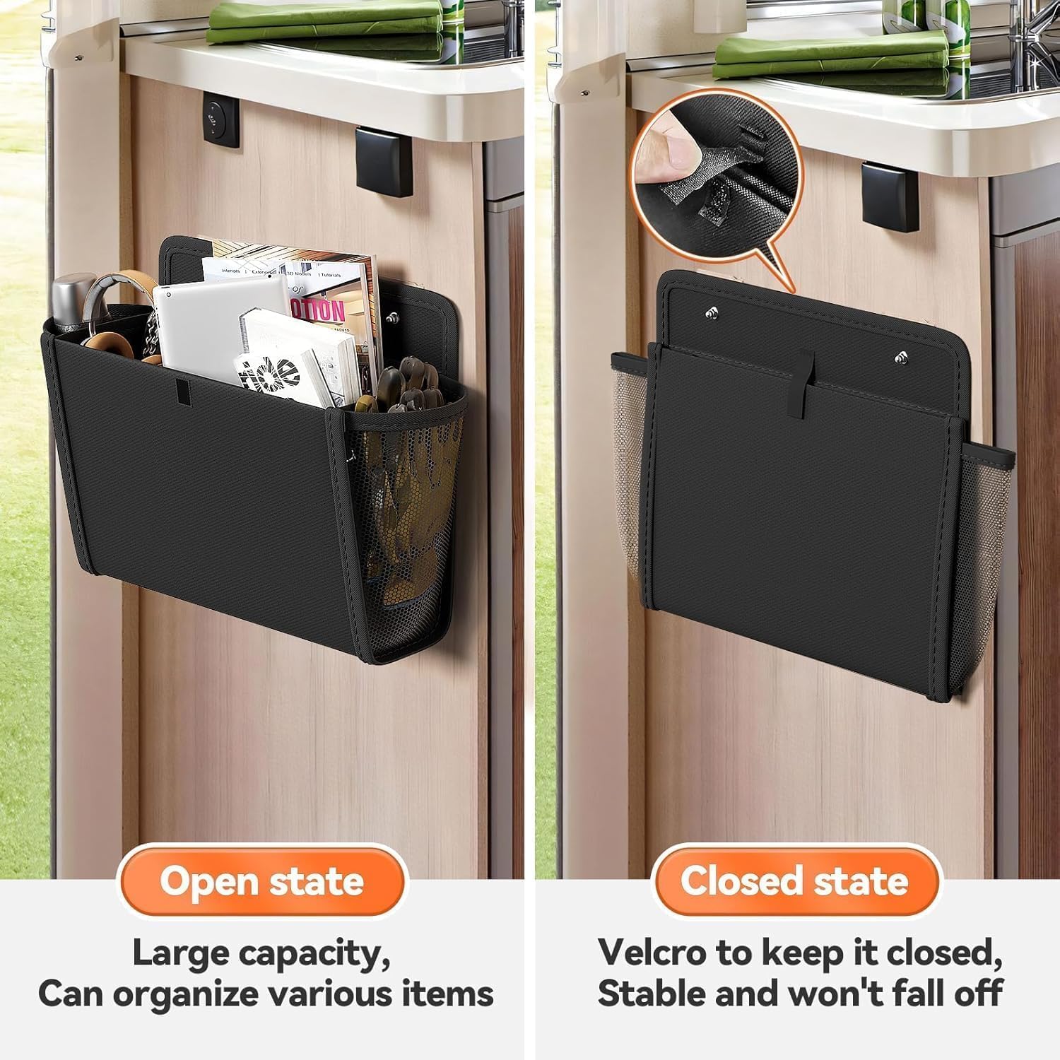 2 organizadores de puerta para caravanas, bolsas colgantes montadas en la puerta, organizador de zapatos con grandes bolsillos para caravanas, universalmente compatible con caravanas, autocaravanas