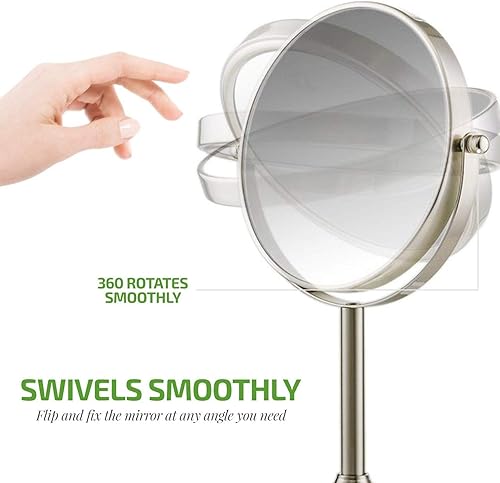 Miniatura 3 de Ovente Espejo de maquillaje de mesa de 7 pulgadas con soporte aumento 1X y 7X lupa redonda ajustable de doble cara ideal para tocador tocador