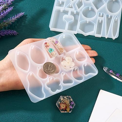 Miniatura 6 de 2 moldes geométricos de silicona para colgantes de forma irregular, moldes de fundición de resina para aretes, collares, llaveros, resina epoxi,