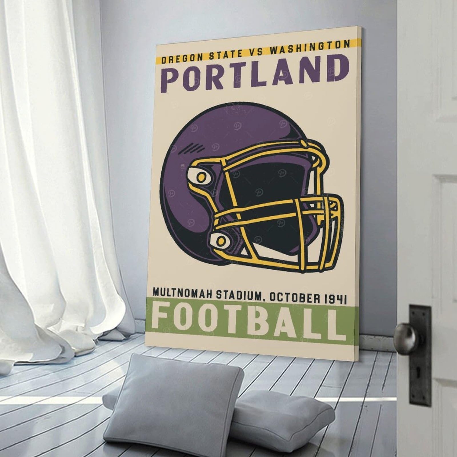Junmoney Portland Football Canvas Wall Decor, 12x18inch(30x45cm), for New Homes, Bedrooms Or Workspaces, Gift Idea for Housewarming And Birthdays