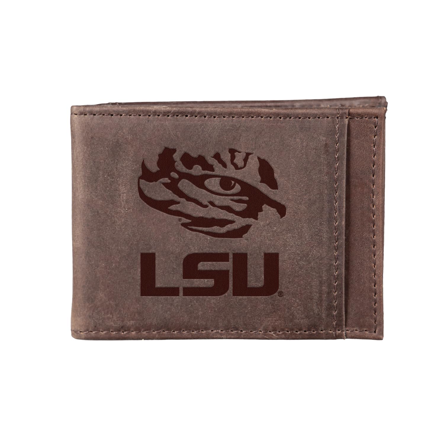 Team Sports America NCAA Louisiana State University Front Pocket Slim Wallet for Men | Minimalist Leather RFID Blocking Bifold Card Holder with Money