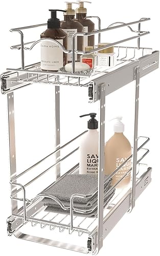 Rev-A-Shelf - Organizador de cocina de 2 niveles, cesta de alambre de almacenamiento en armario, cromo