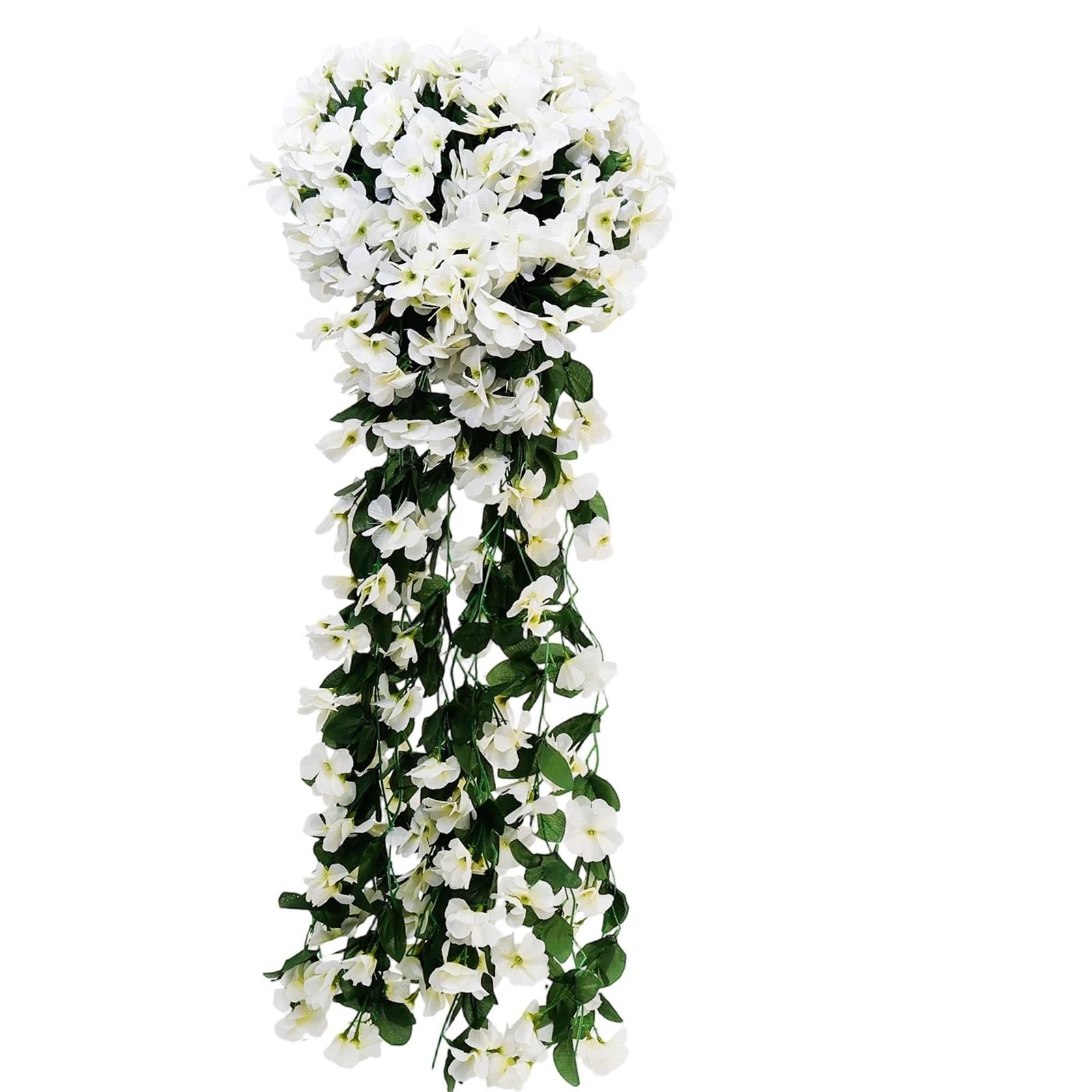 Dcrxz Artificial Flowers 2pcs 85cm Artificial Violet Hanging Flower Silk Flower Vines Home Party Wedding Fake Flower Rattan Garden DIY Craft Decoration Supply(White)