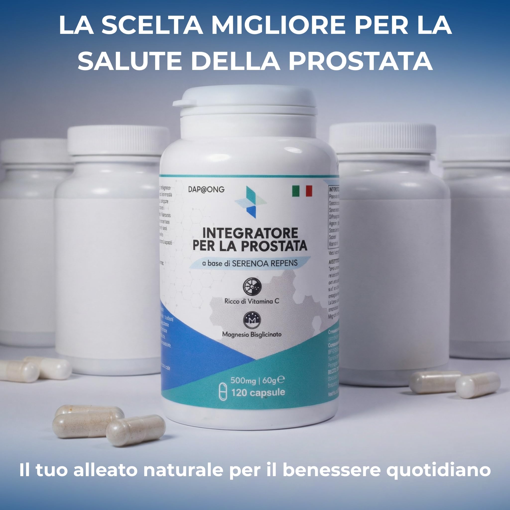 Integratore Prostata Uomo *a basse di SERENOA REPENS*(Saw Palmetto)* Epilobio* Orthosiphon* Zinco* Selenio* Magnesio Bisglicinato*Vitamina C e D3* 120 Capsule* Formula Potente con 8 Estratti Naturale