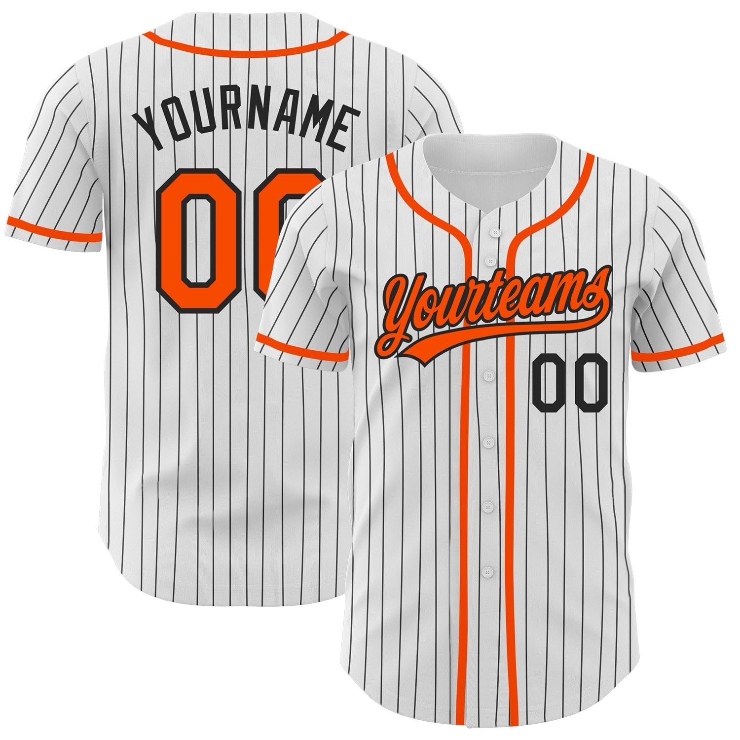 Generic Custom Pinstripe Baseball Jersey, Printed Stitched Personalized Name Number Orange Black White Baseball Shirt Women Men Youth