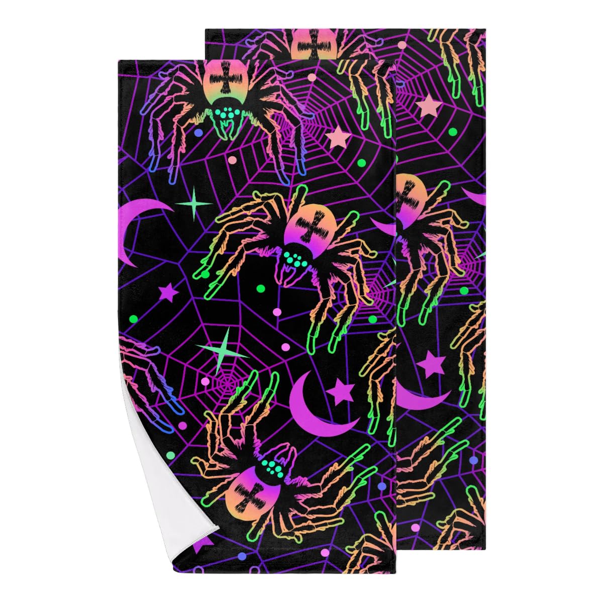 LLCXCSI Kids Hand Towels Halloween Spider Web Soft Highly Absorbent Bath Face Towel for Boys Bathroom Kitchen Decor, Set of 2 Nursery Dish Towels Tea Towels