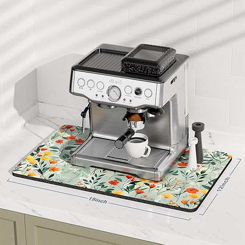 Miniatura 328 de Rnivvi Tapete de café, tapete de café de 12 x 19 pulgadas para estación de máquina de espresso, accesorios y organizador, almohadilla absorbente
