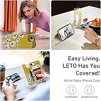 Vista 636 de LETO para iPhone 15 Pro Funda tipo cartera - Tapa tipo folio con patada - Diseños de moda - Tarjetero - Funda protectora para mujeres y niñas - 6.1
