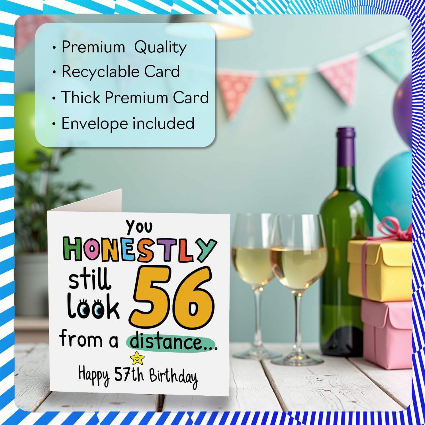 Stuff4 57th Birthday Cards for Women and Men, From a Distance image 3