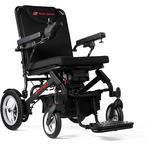 Travel Buggy Dash Electric Wheelchair, Foldable, Lightweight, Weight Capacity 265lbs,12" Rear Wheels, 20km Cruise Range, 19" Seating Width, Shipped and Serviced from USA (Black)