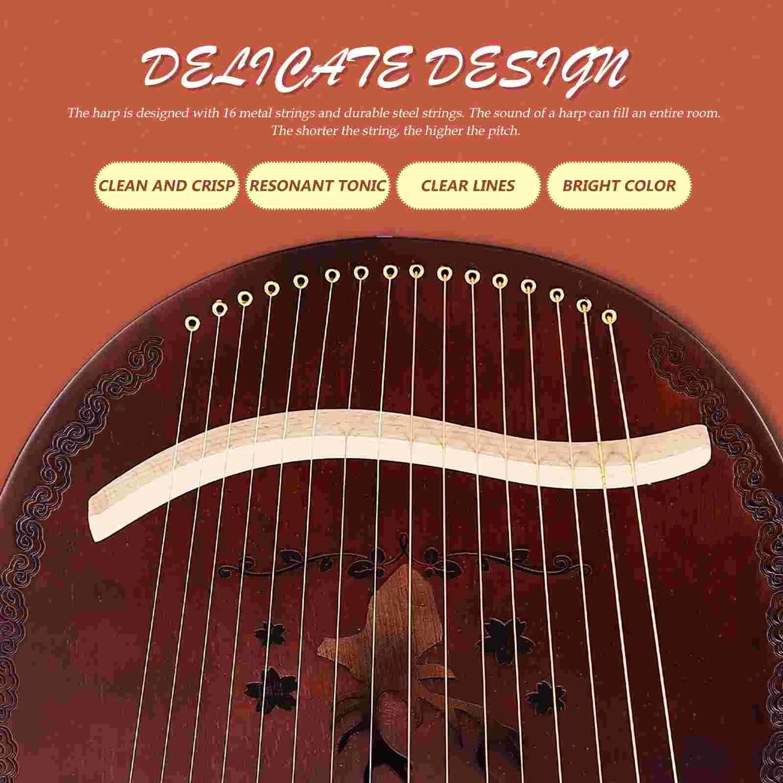 Lyre Harp 1 Set Kinder Retro 16-Ton Leier Harfe Holz Leier Harfe String Instrument Musik Instrumente