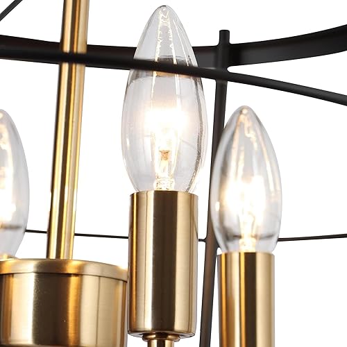 Miniatura 6 de classy leaves Moderna lámpara de techo semiempotrada de 14 pulgadas, 4 lámparas de techo negro dorado para dormitorio, cocina, entrada, sala de estar