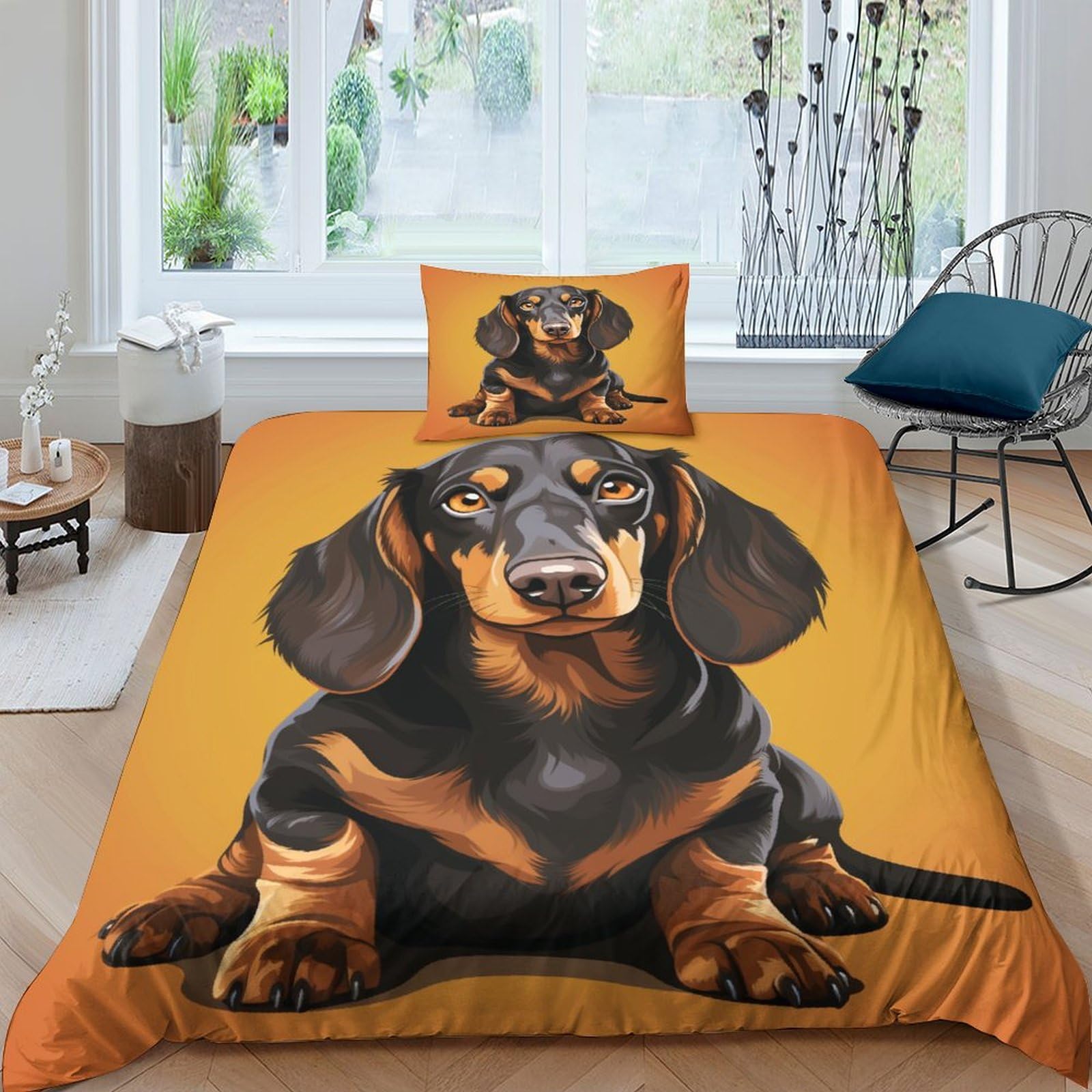 Housse de couette hypoallergénique microfibre douce 135x200 cm Teckel