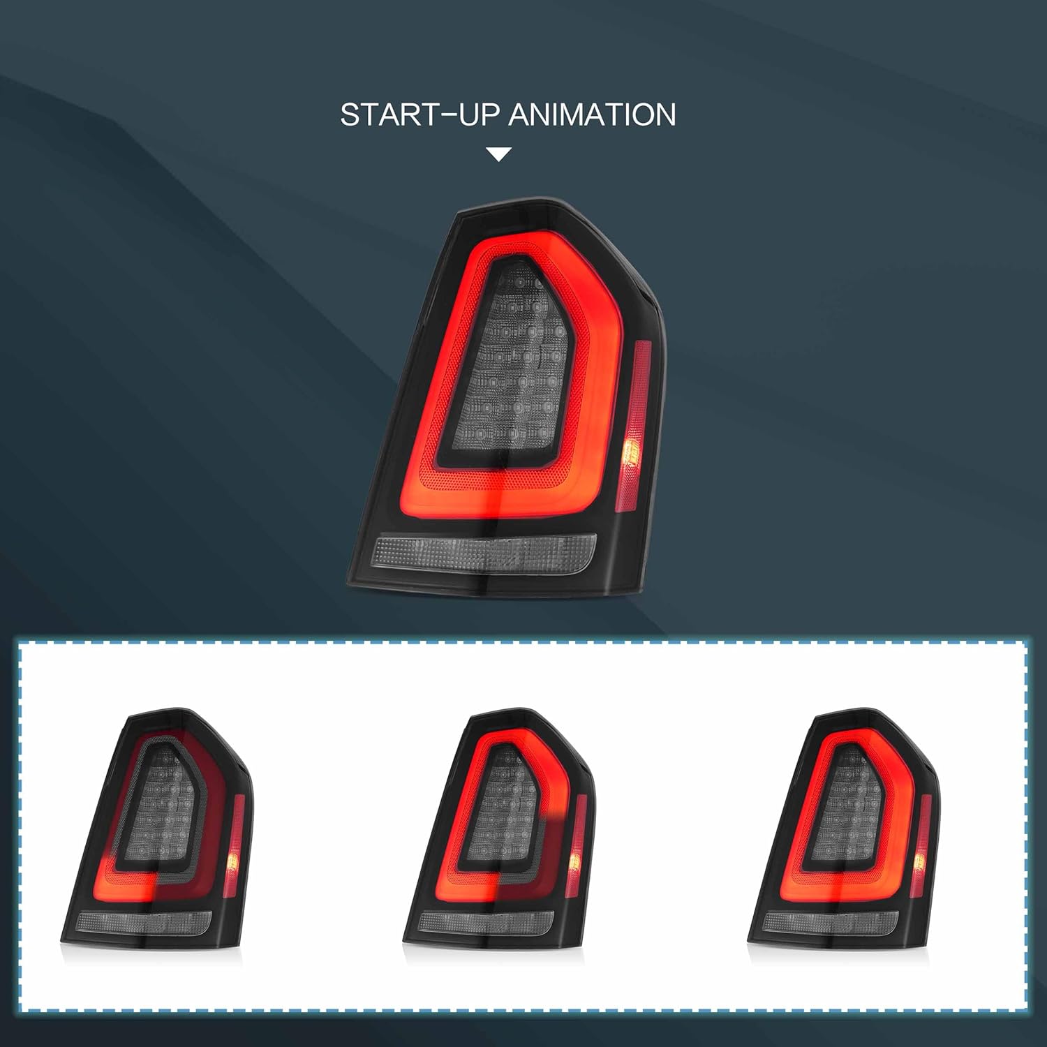 VLAND Tail lights Fit for 2011-2014 2nd Gen Chrysler 300/Lancia Thema, Smoked