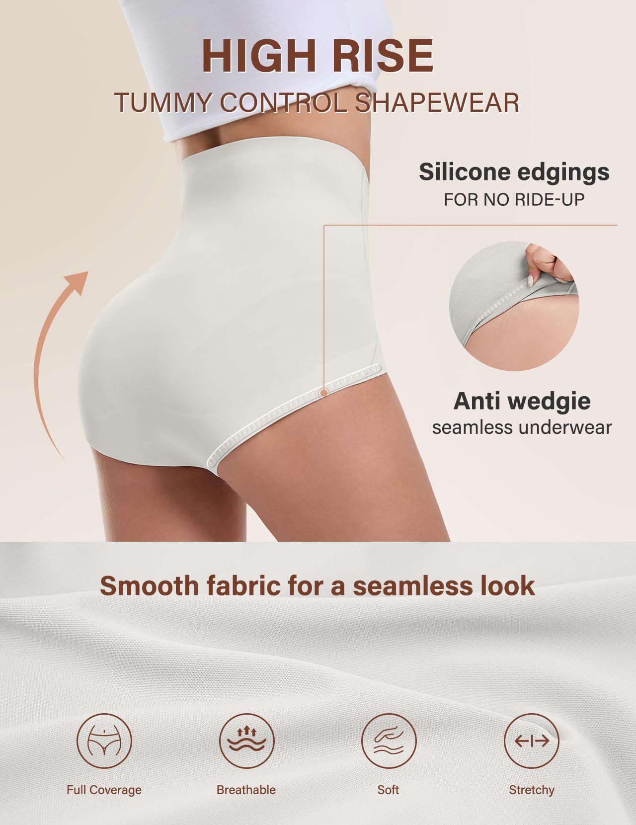 Shapewear Damen Bauchweg Unterhose Nahtlose Unterwäsche Frauen Hohe Taille 2er-Pack